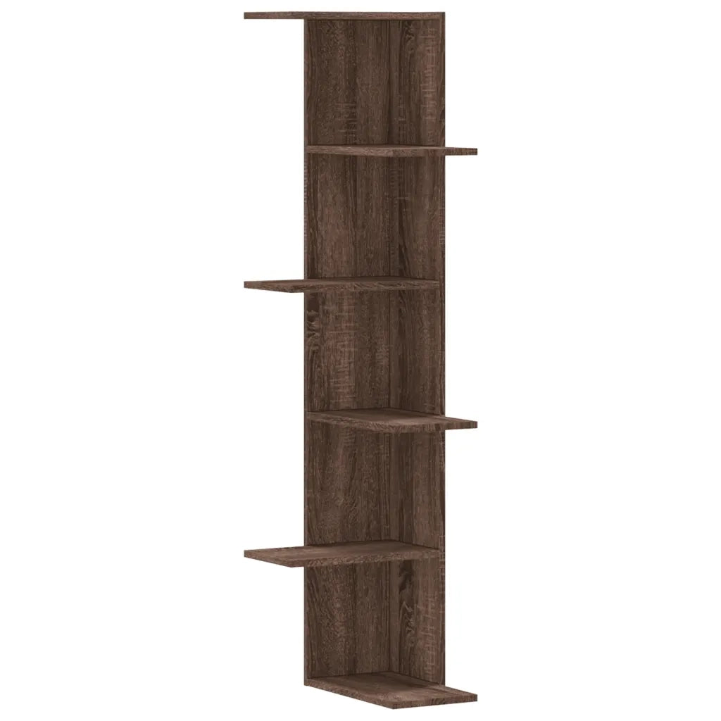 Scaffale Angolare Muro | Mensola a parete Rovere Marrone 36,5x36,5x140 cm Legno