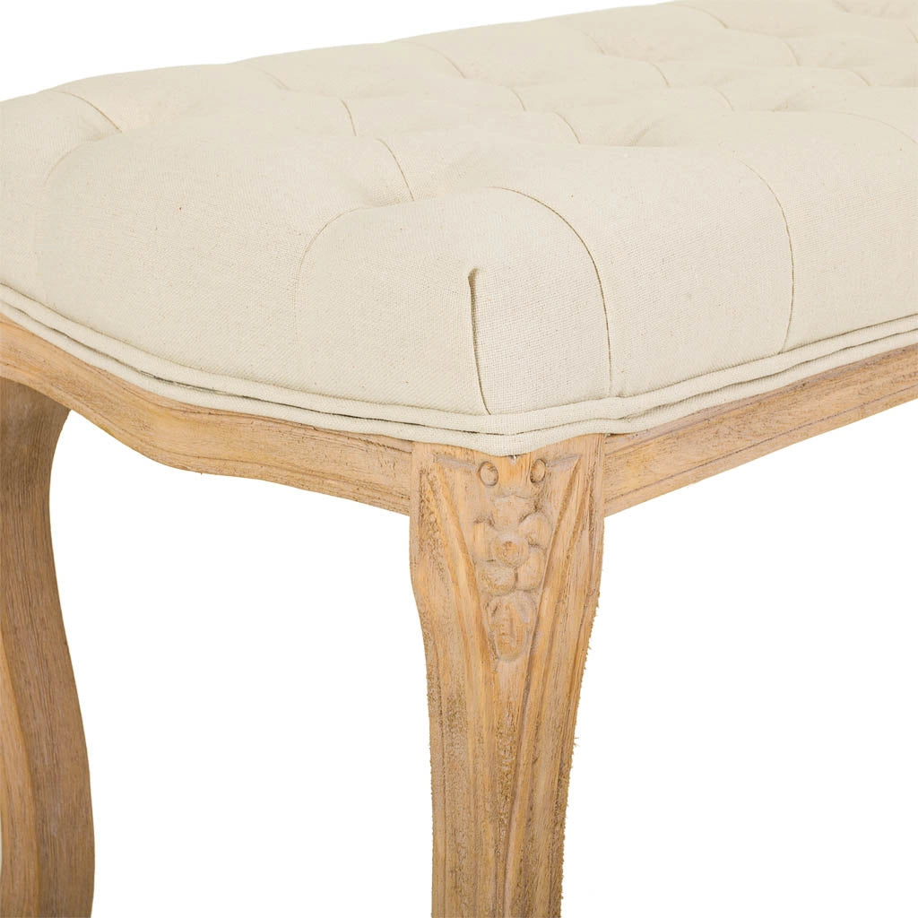 Sgabello imbottita in legno panna 110x36x47h