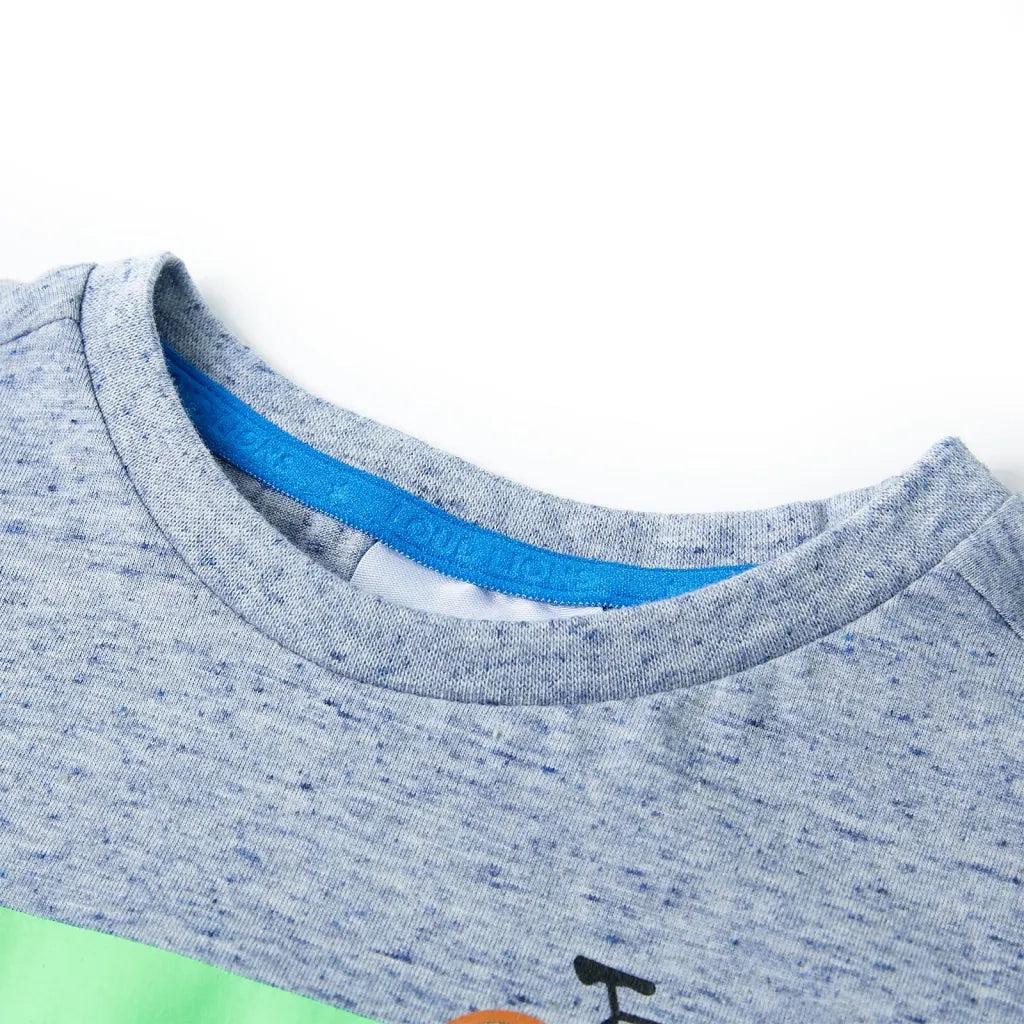 Maglietta da Bambino a Maniche Corte Blu MÃ©lange 140cod mxl 85908