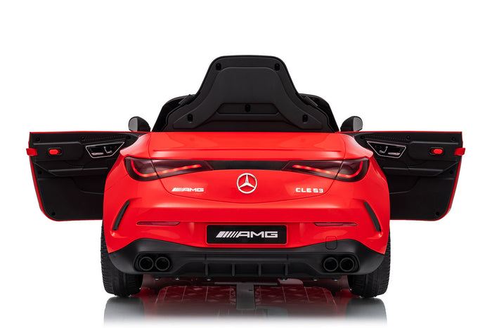 Macchina Elettrica per Bambini 12V Licenza Ufficiale Mercedes CLE53 Sedile in Pelle Rosso