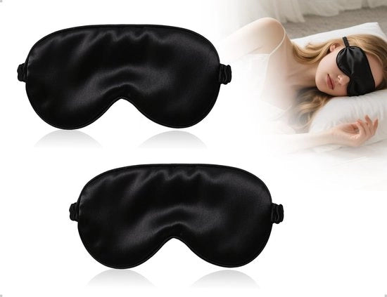 Maschera da sonno - 2 pezzi - Tessuto morbido inimitabile - Blocca la luce per gli occhi - Portatile - Cinturino regolabile - Adatto per uomini/donne