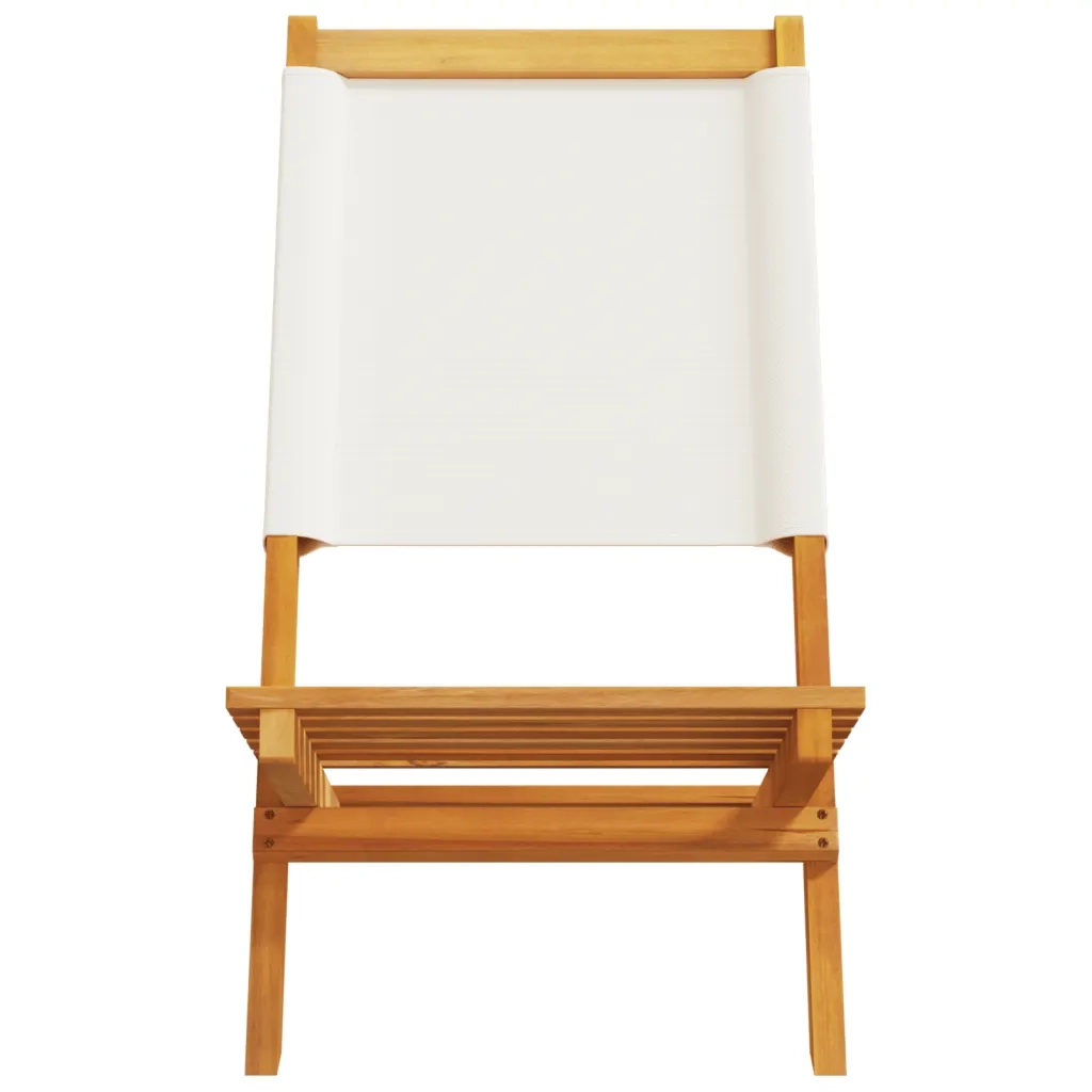 Sedie Giardino 2pz Bianco Crema Legno Massello Acacia e Tessuto