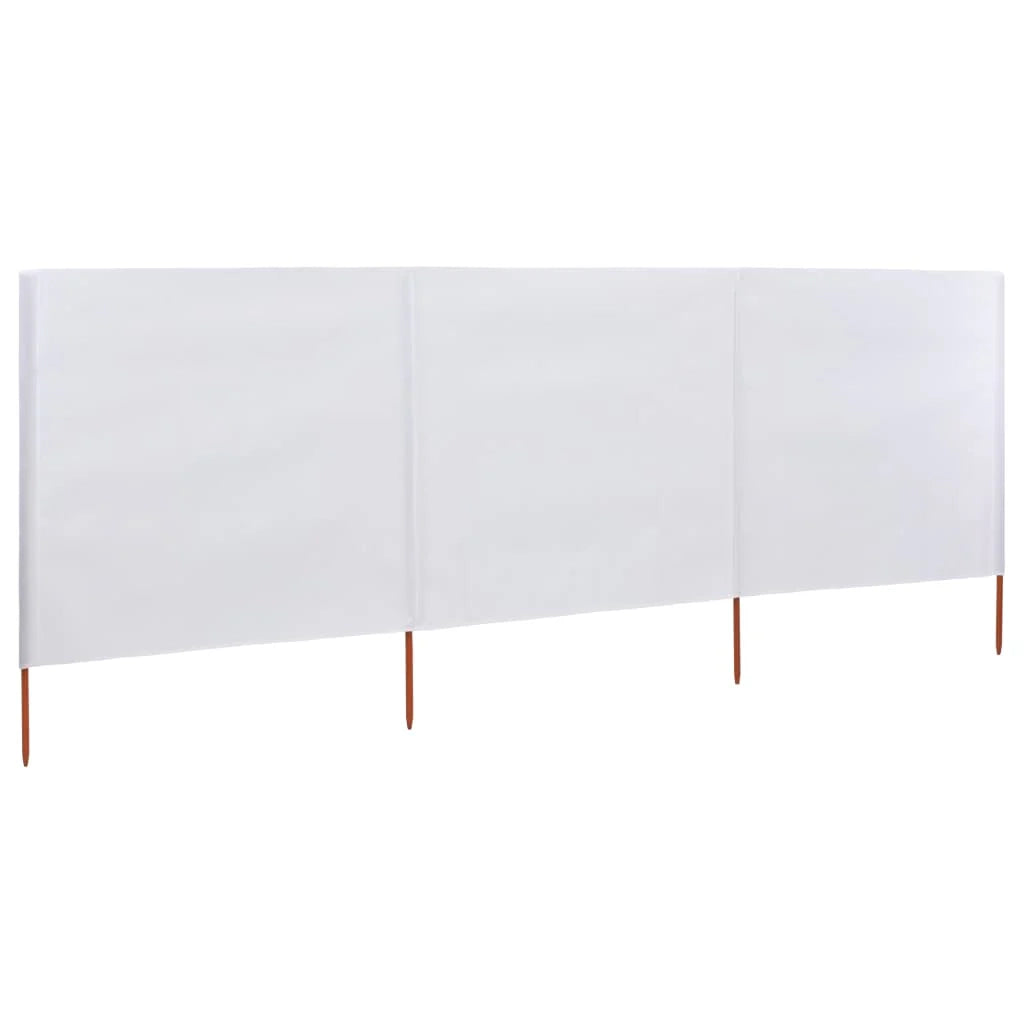 Paravento a 3 pannelli in tessuto 400 x 80 cm bianco sabbia 02_0008813