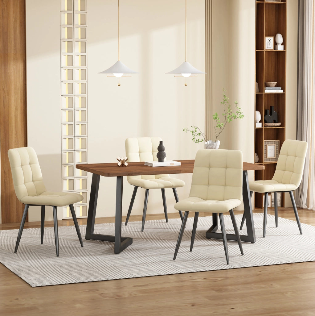 Tavolo da pranzo 117x68x75 cm in MDF con gambe in metallo; nero e noce