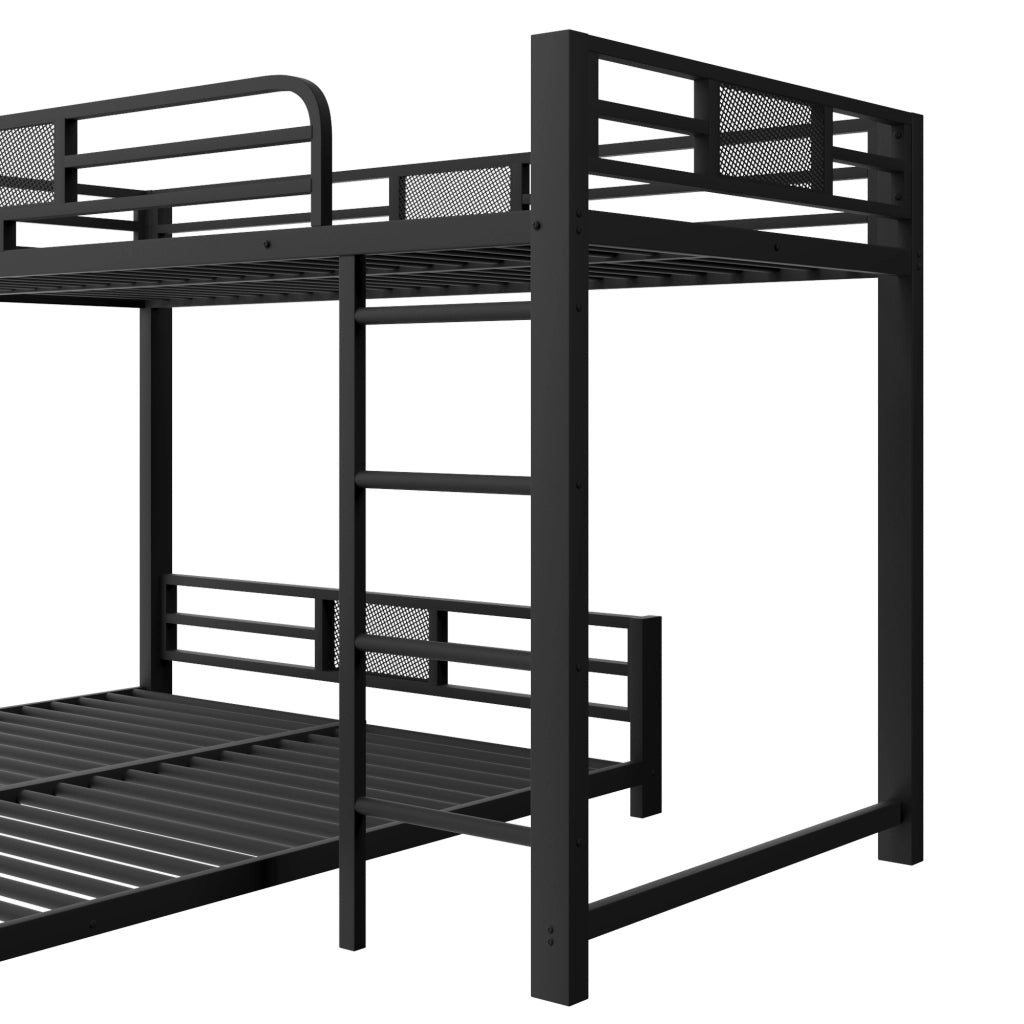 Letto a Castello 90x200 e 140x200. con Sponde di Protezione in Metallo Nero