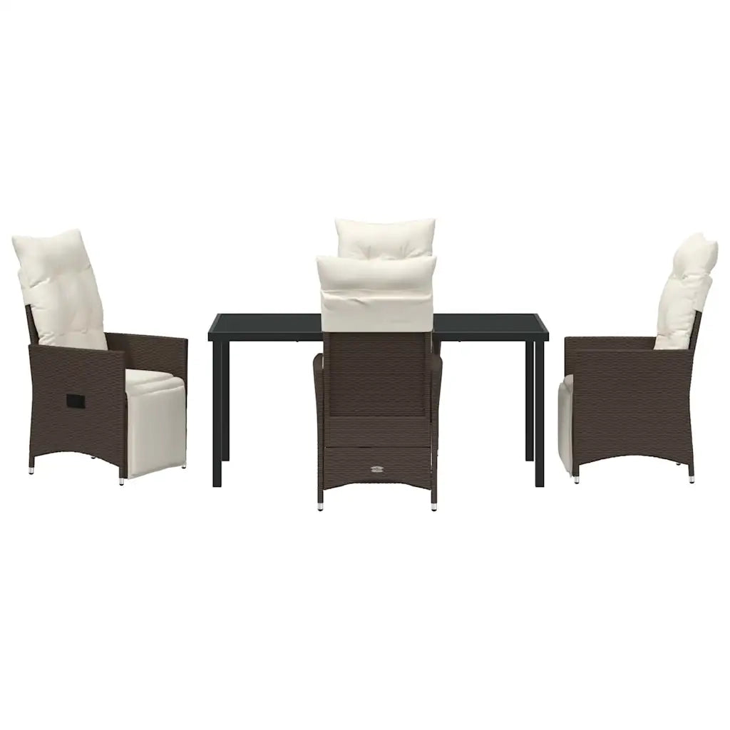 Set da Pranzo per Giardino con cuscino 5 pcs Marrone polyrattan 3379572