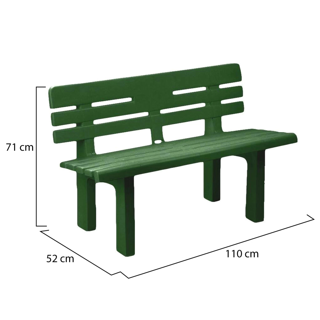 Panchina da esterno Alim, Panca monoblocco da giardino, Panchina outdoor, 100% Made in Italy, 110x52h71 cm, Verde