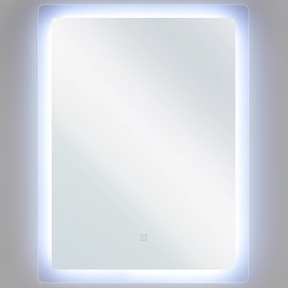 Set di 3 mobili da bagno in MDF bianco con lavabo in ceramica montaggio a parete mobiletto alto specchio rettangolare a LED