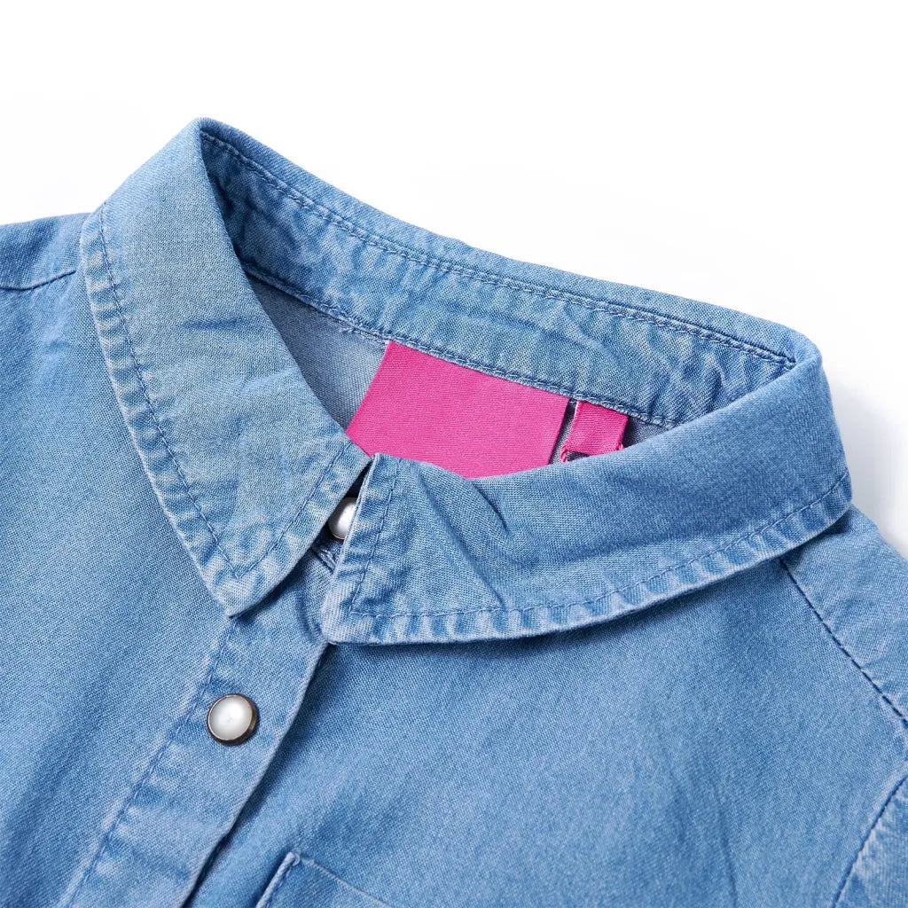 Abito da Bambina a Maniche Lunghe Blu Marino e Blu Denim 116 CFW5971626