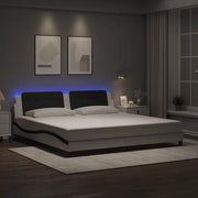 Giroletto con Luci LED Bianco e Nero 200x200 cm in Similpelle