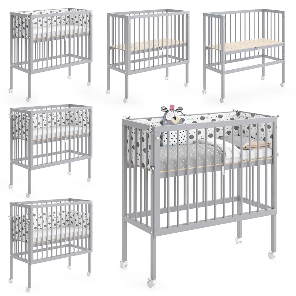 Vitalispa Lettino da attaccare al letto Grigio 94 x 90 cm 2 guide laterali