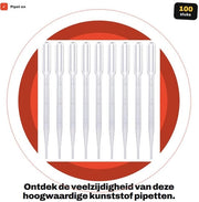 Pipette a 100 pezzi - Pipette di trasferimento in plastica - Pipette con scala graduata - Pipette di laboratorio - Ideali per liquidi - 3 ml