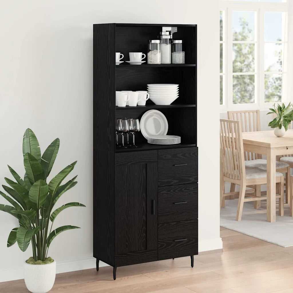 Credenza con cassetto Rovere Nero 69,5 x 34 x 180 cm