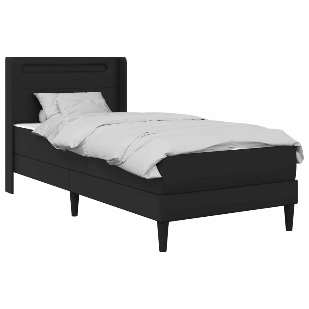 Struttura letto con materasso-Giroletto Nero 90 x 190 cm Pelle Sintetica