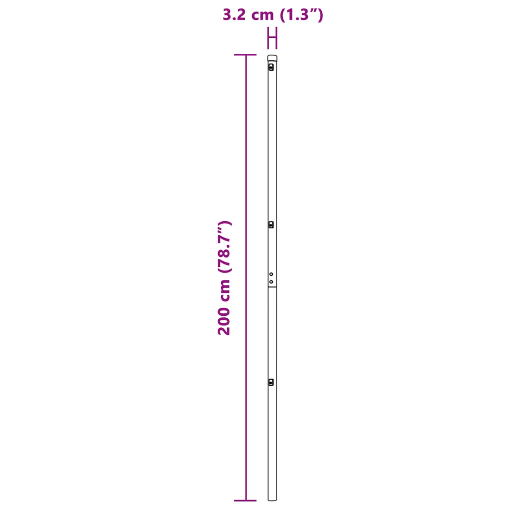 Posts per recinzione 13 pz Ã˜32 mm 200 cm Acciaio zincato