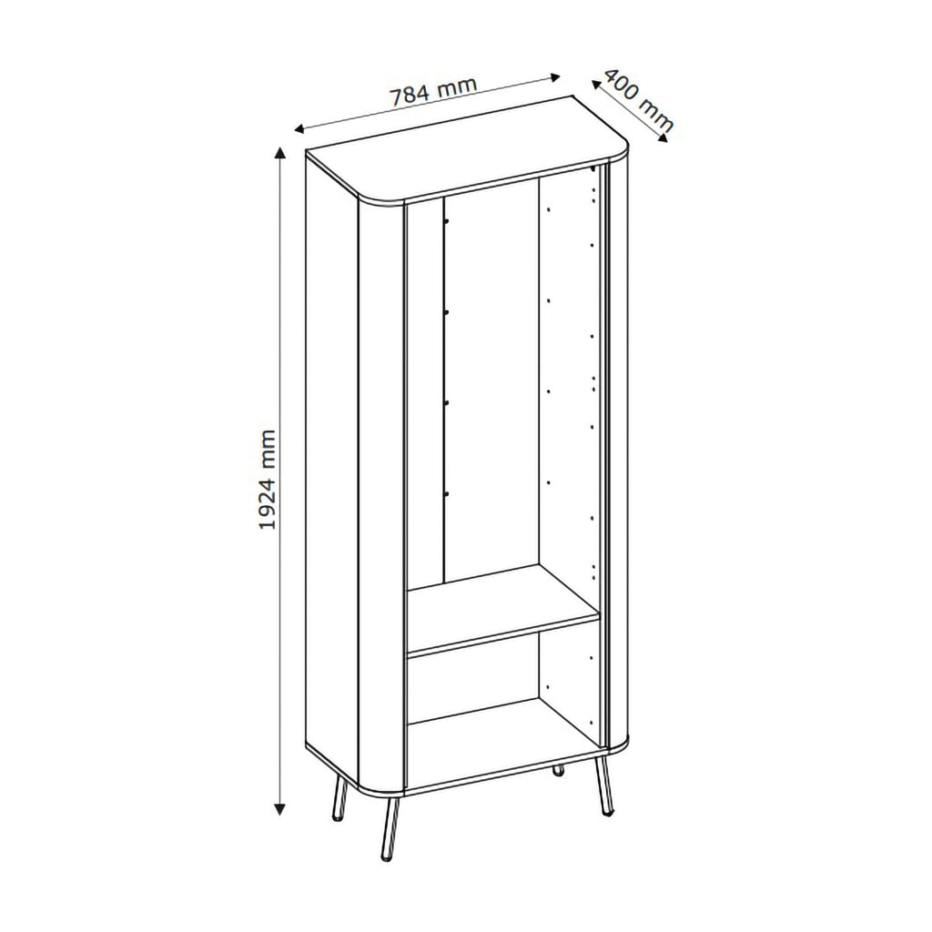 Mobile Espositore Lolaleha, Vetrina 4 Ripiani, 78x40x192h cm Nero