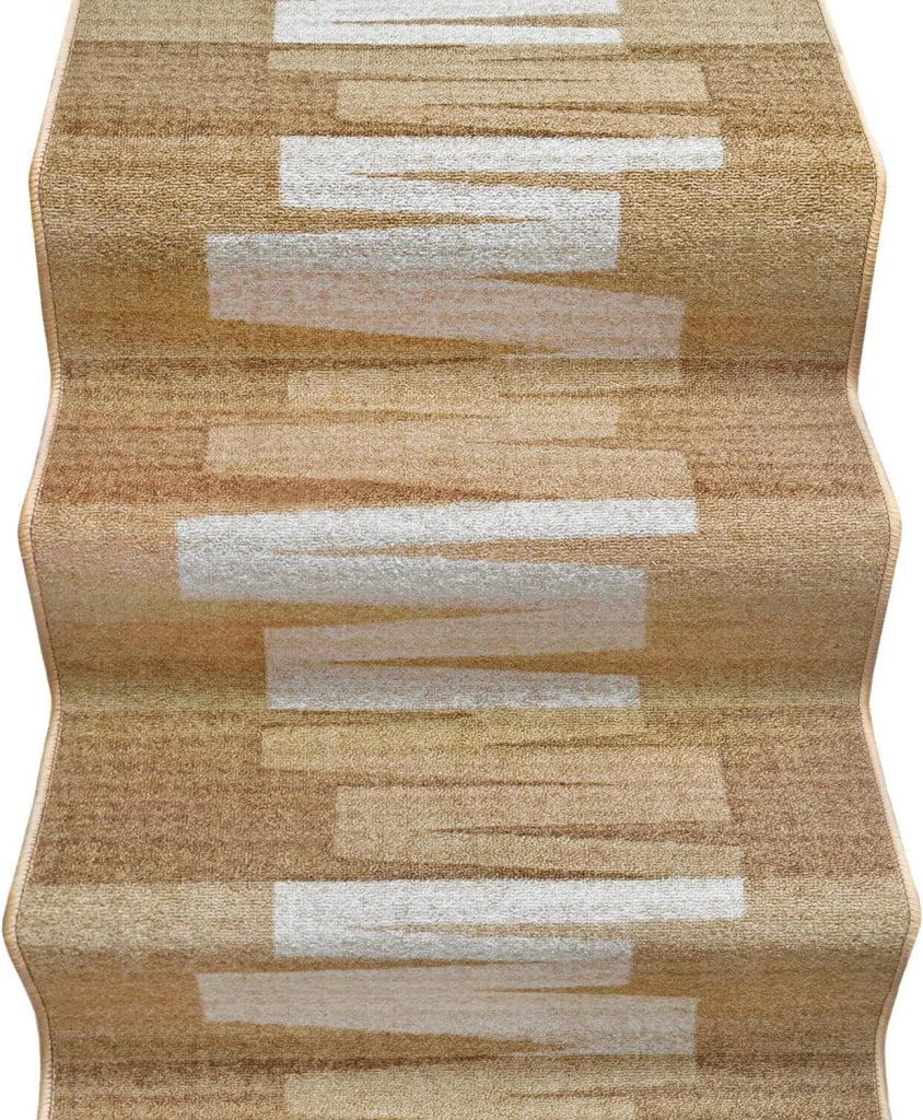 Passatoia Scala Bordata 67x300 cm Ingresso Corridoio Tappeto Cucina Gradini Zig Zag Beige