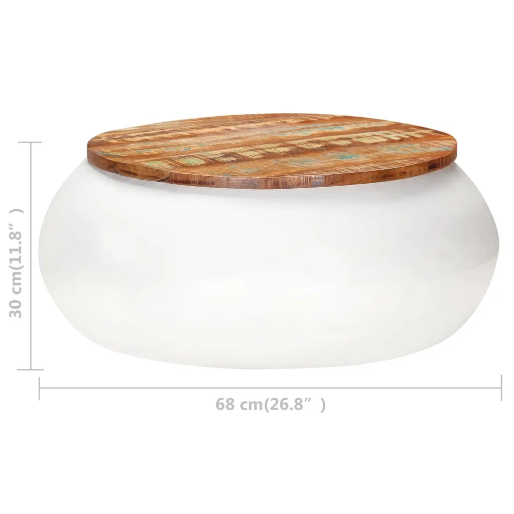 Tavolino da Salotto Bianco 68x68x30 cm Legno di Recupero 323534