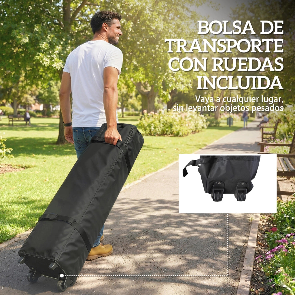 Carpa da Giardino Pieghevole 3x3 m ¨C zephmum ¨C Blu con Blocco Centrale, Altezza Regolabile, Borsa con Ruote