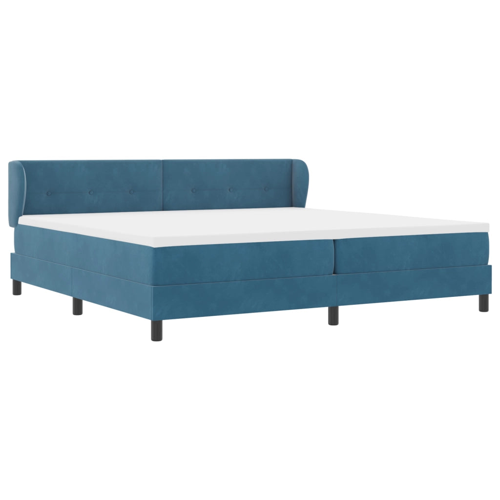 Letto Box Spring con Materasso Blu Scuro 200x200 cm Velluto