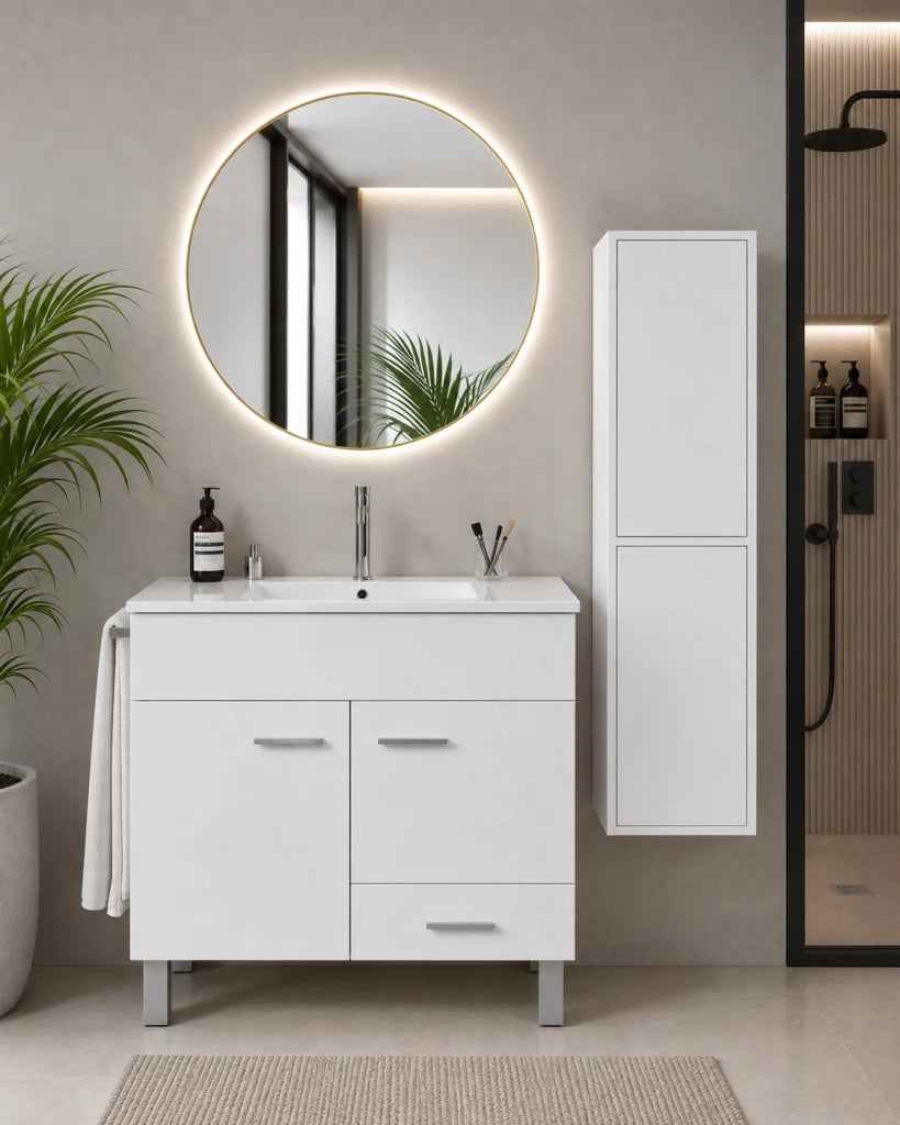 Mobile bagno con lavabo ORIGENBATH SAMOS senza specchio 70x40 cm bianco con colonna