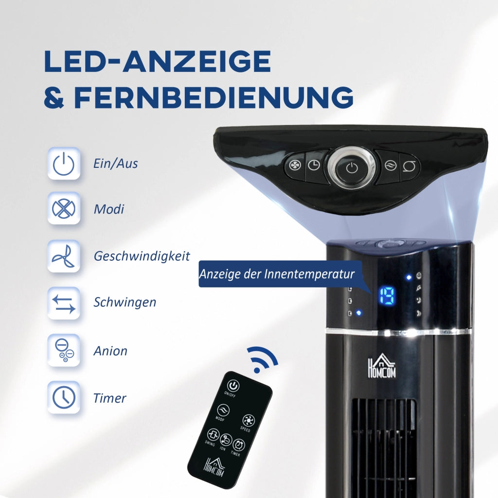 Ventilatore a torre 2 in 1 ¨C zephmum ¨C Nero 32x32x106.8 cm