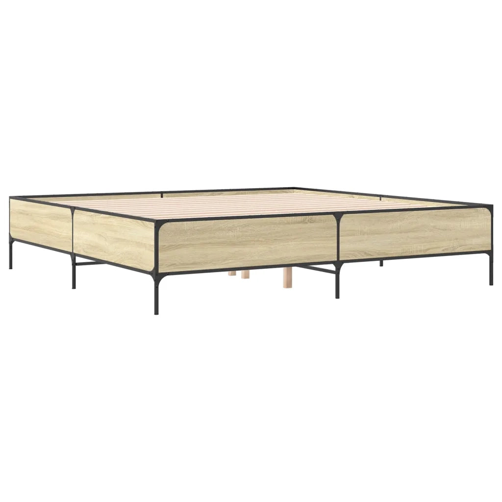 Giroletto-Struttura Letto Rovere Sonoma 180x200 cm in Legno Multistrato Metallo 438844