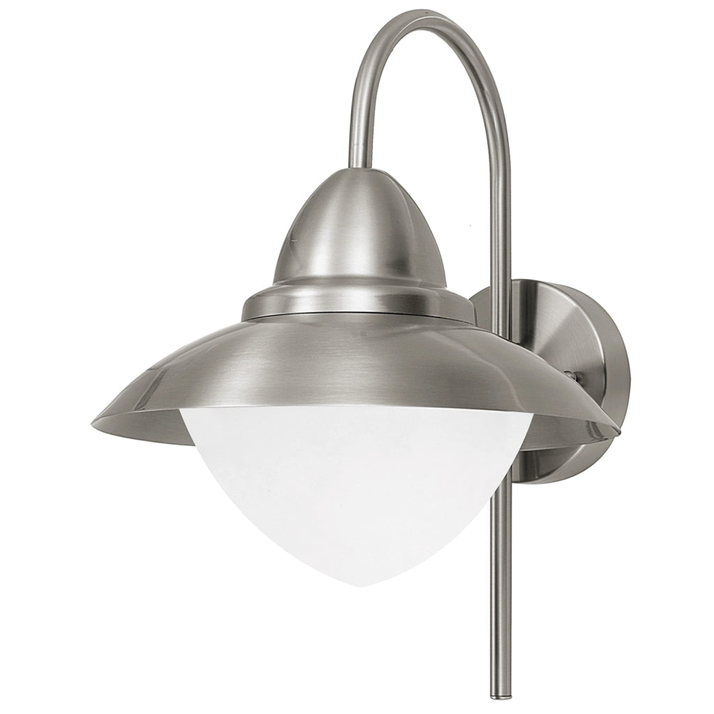 Applique Esterno Contemporanea Sidney Acciaio Argento Vetro Bianco E27