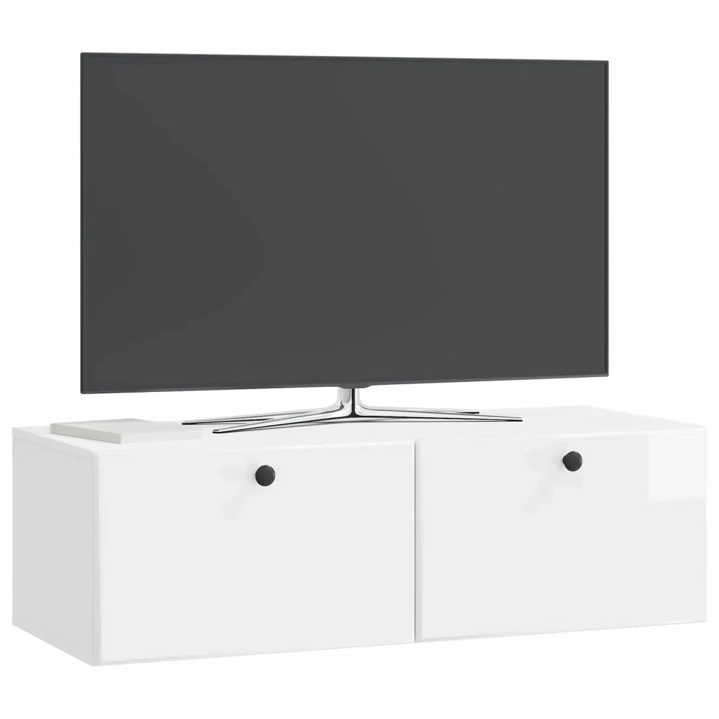 Mobile Porta TV da Muro 98 x 41 x 30 cm Bianco Lucido 899209