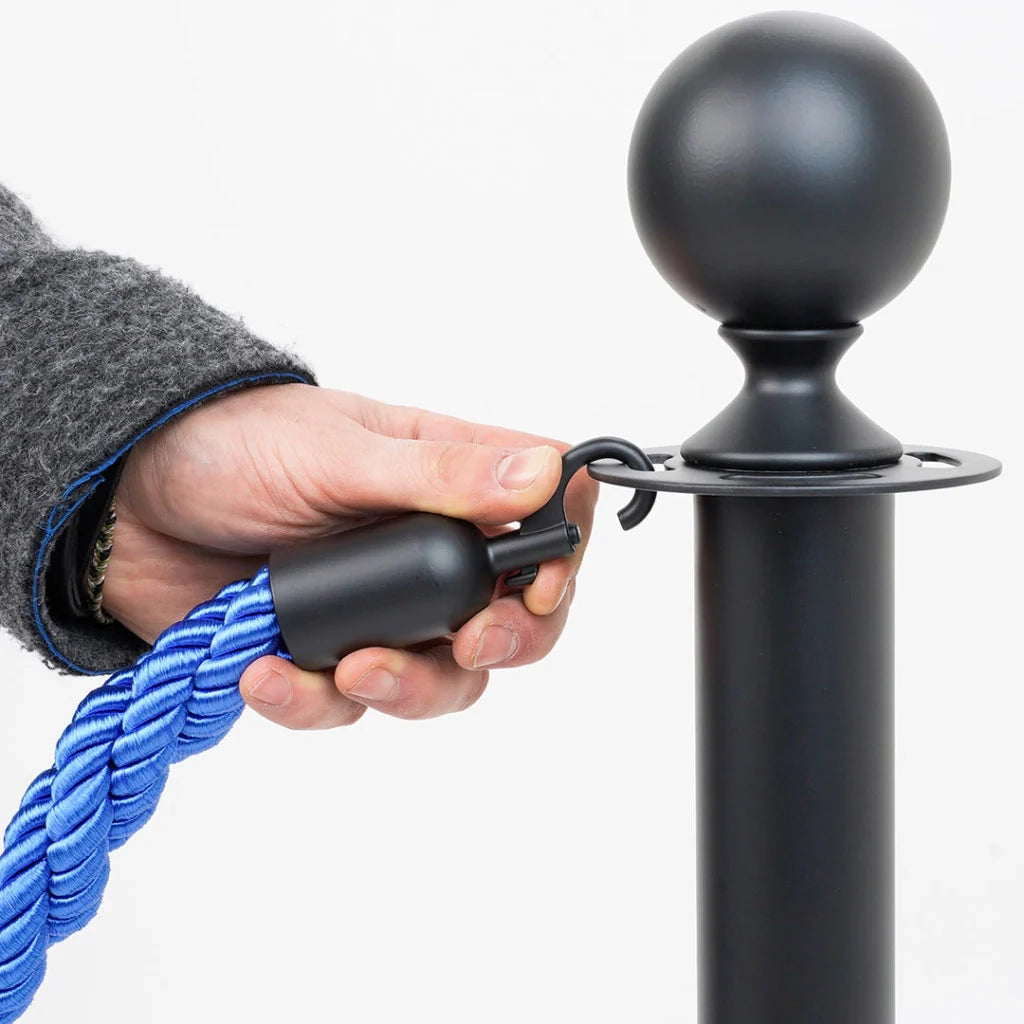 Cordone intrecciato 2mt con moschettoni nero vari colori - nero