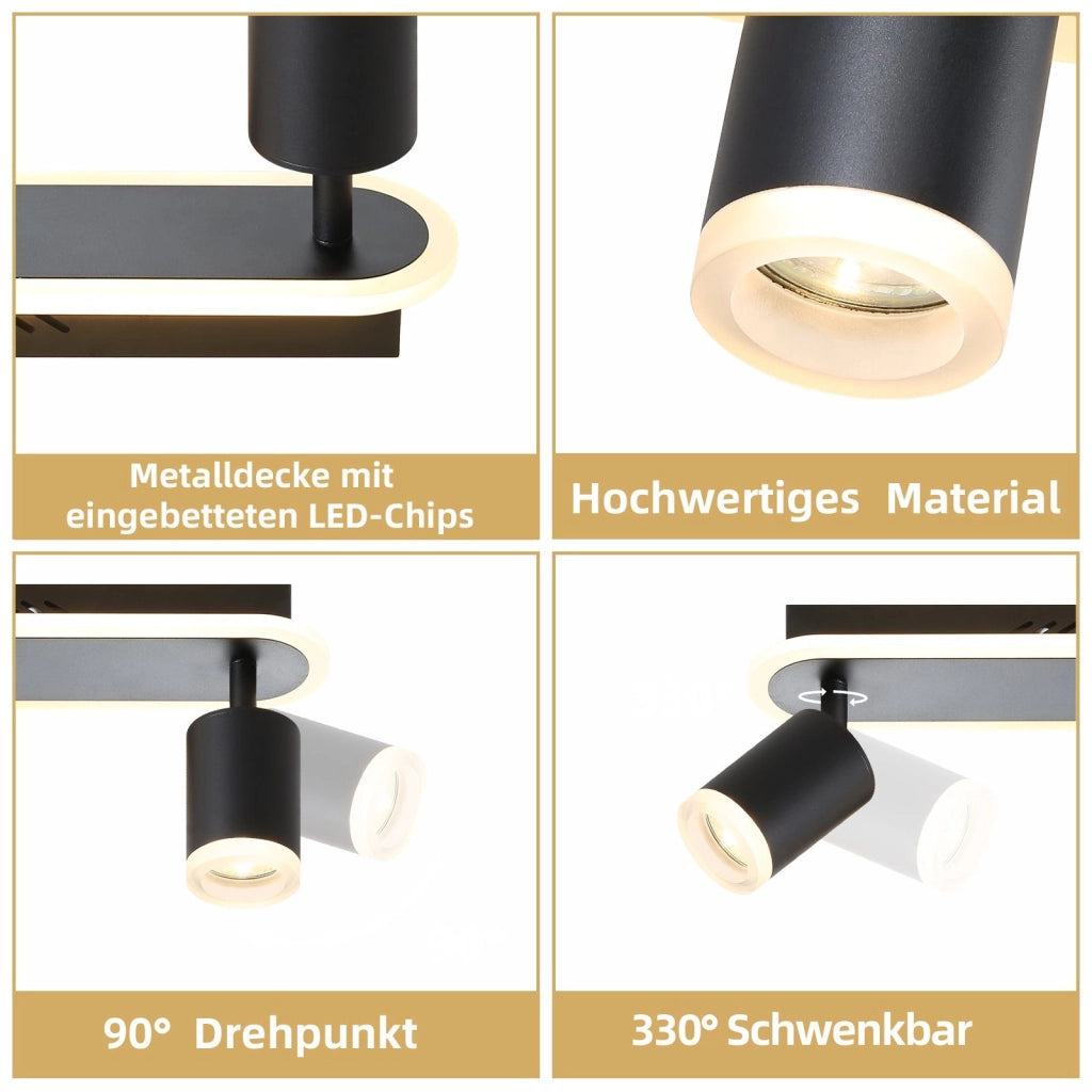 ZMH Faretto da soffitto bianchi 2 fiamme GU10 metallo luce calda per camera letto