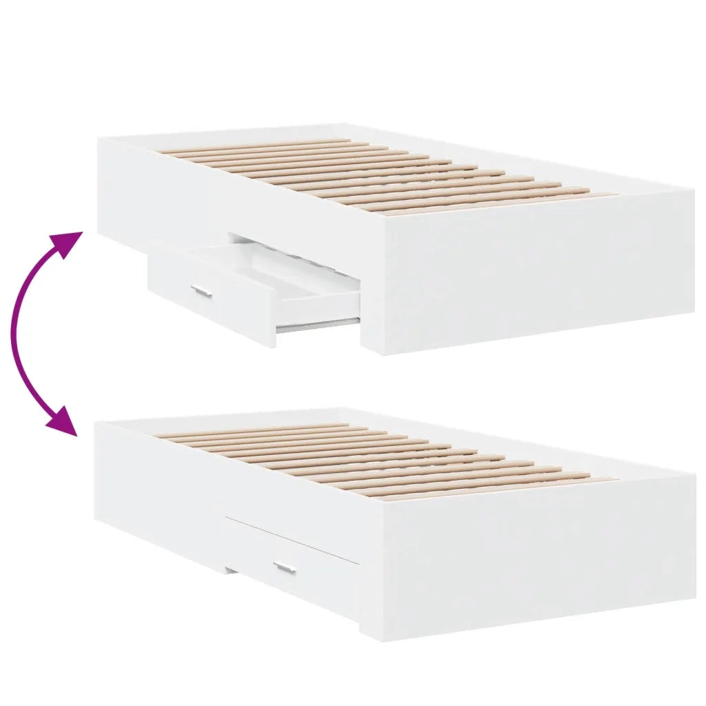 Giroletto con Cassetti Bianco 90x190 cm in Legno Multistrato