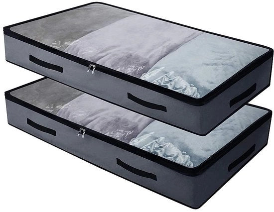 Contenitore di archiviazione in tessuto Oxford morbido - Scatola di archiviazione con coperchio - Scatola di archiviazione con maniglie - Ripiegabile - Lavabile - Grande capacità di stoccaggio 97 x 50 x 14 cm