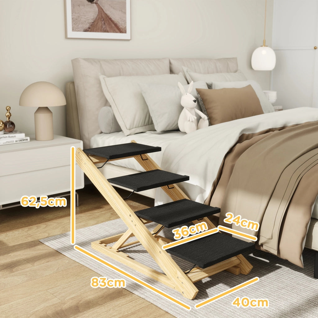 Scala per cani regolabile in altezza pieghevole ¨C Zephmum ¨C Legno bianco 83x40x62.5 cm