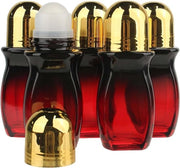 Set di 5 flaconi vuoti per olio corporeo - 50ml - Gradiente rosso scuro - Olio di ricino - Boccetta a sfera di wick di incenso