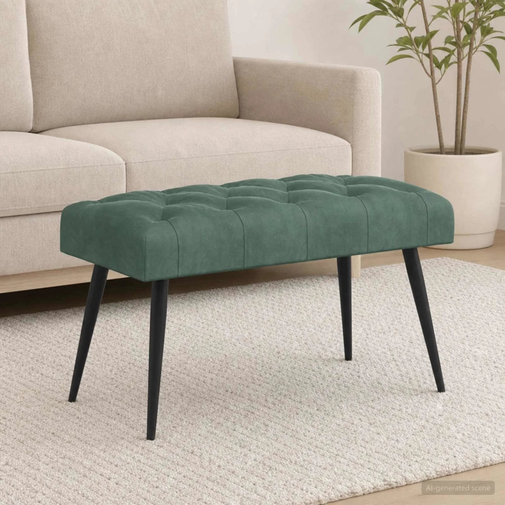 Panchina con bottoni imbottiti Verde Mare 80 x 40 x 46 cm 42038568