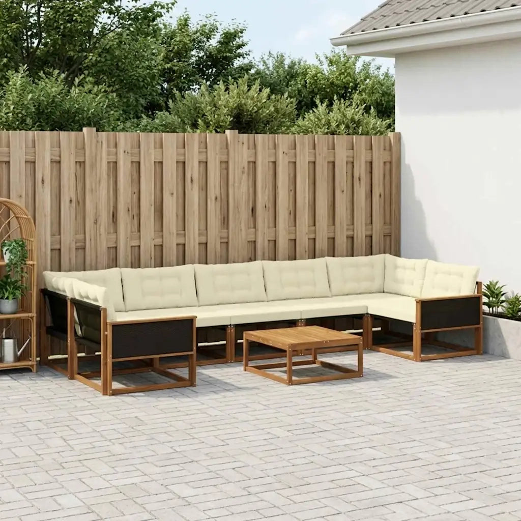 Set di divani da esterno con cuscino 8 pcs Naturale e Crema 3381302