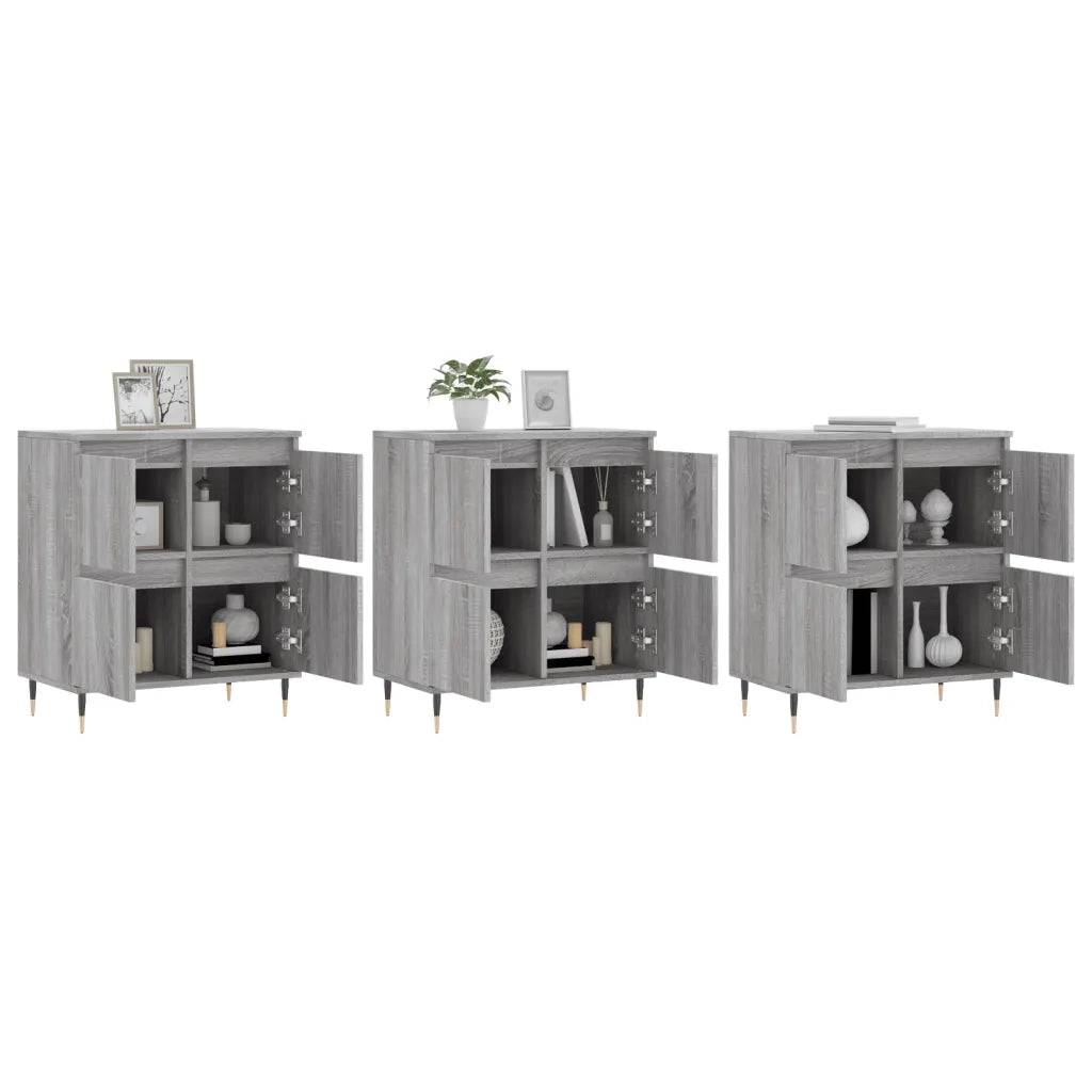 Credenze 3 pz | Madia | Buffet da pranzo | Armadio da pranzo Grigio Sonoma in Legno Multistrato