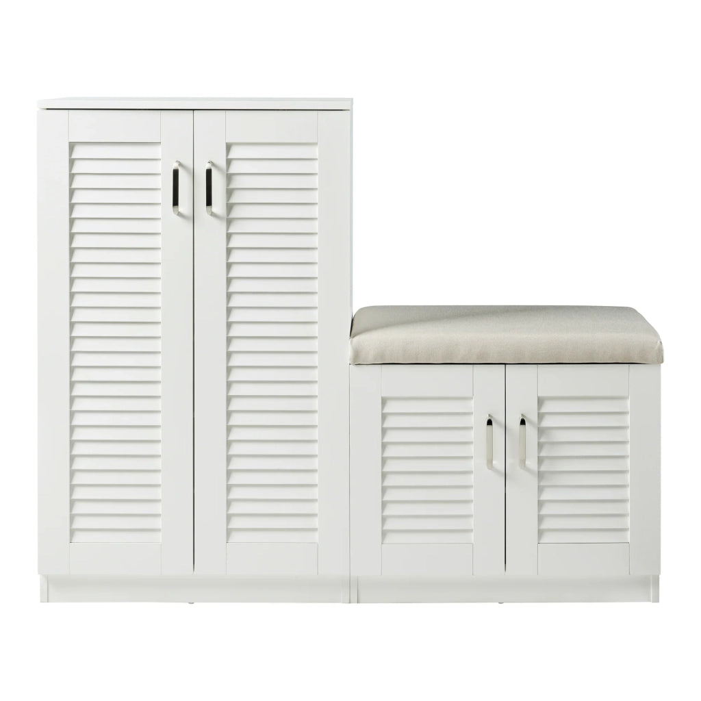 Mobiletto portascarpe Løten con panca MDF 97 x 120 x 36 cm bianco 03_0010122
