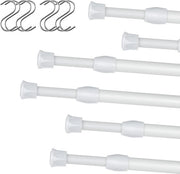 Telaio per tenda doccia con 8 ganci, estendibile, 70-120 cm, bianco, maniglia a telescopio, maniglia per tenda doccia, maniglia per abbigliamento, maniglia per tenda senza fori, per finestre, bagno, cucina, libreria
