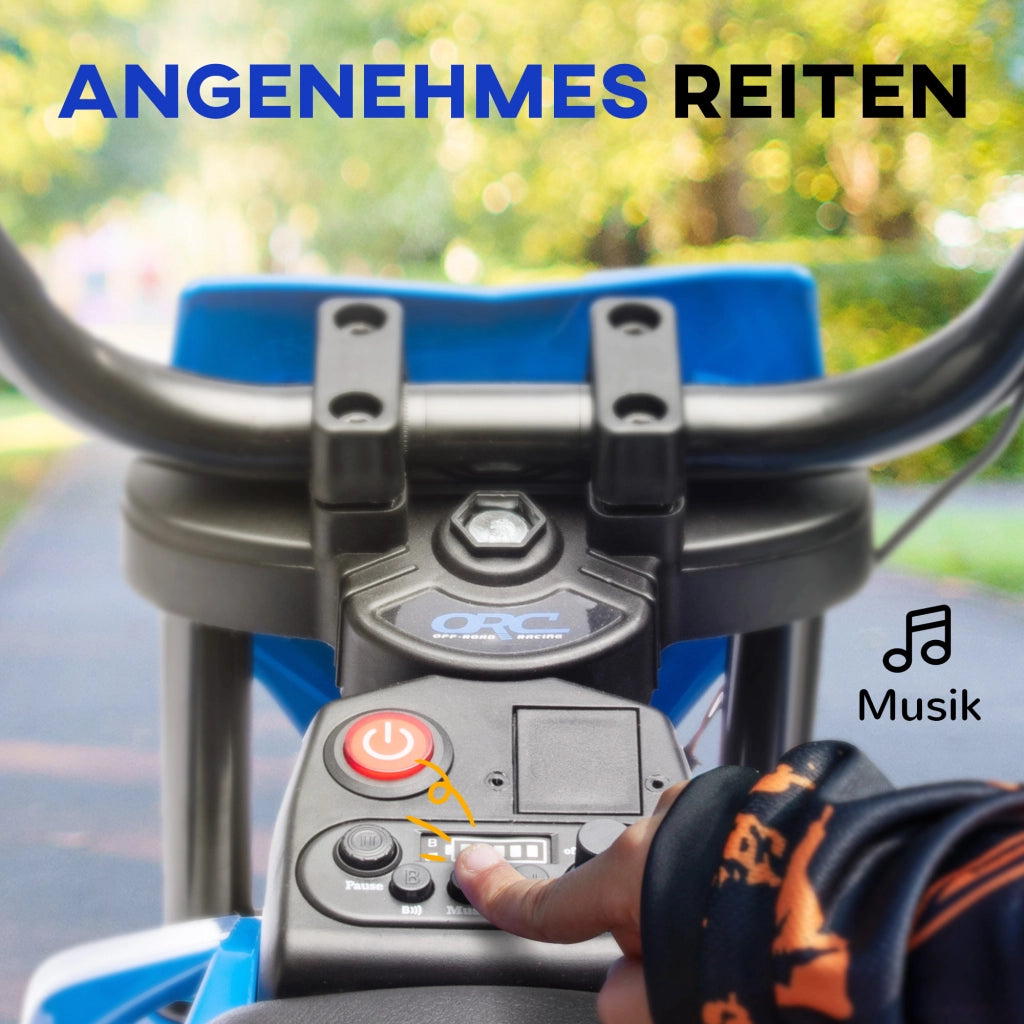Moto Elettrica Bambini 12V ¨C Xylo ¨C Blu con Musica e Ruote Stabilizzatrici 3-6 Anni