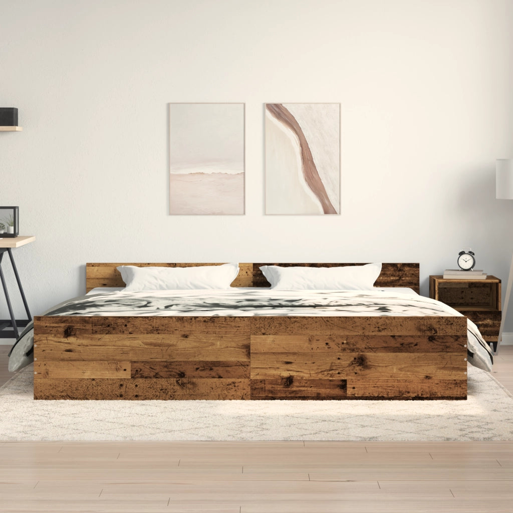 Struttura Letto Legno Invecchiato 200x200 cm Legno Ingengnerizzato