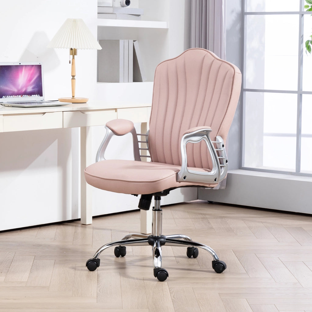 Sedia da ufficio girevole con braccioli e schienale regolabile ¨C Minimal ¨C rosa