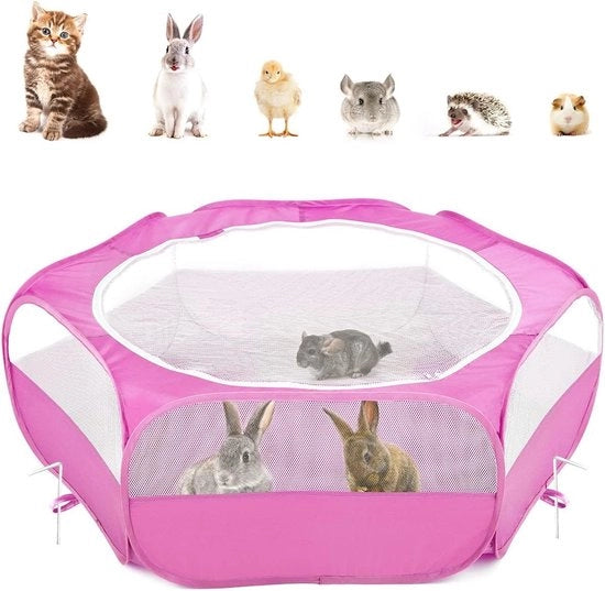 Recinzione acquatica per piccoli animali con copertura chiusa a zip - Recinzione esterna portatile per gatti e cuccioli - Magenta
