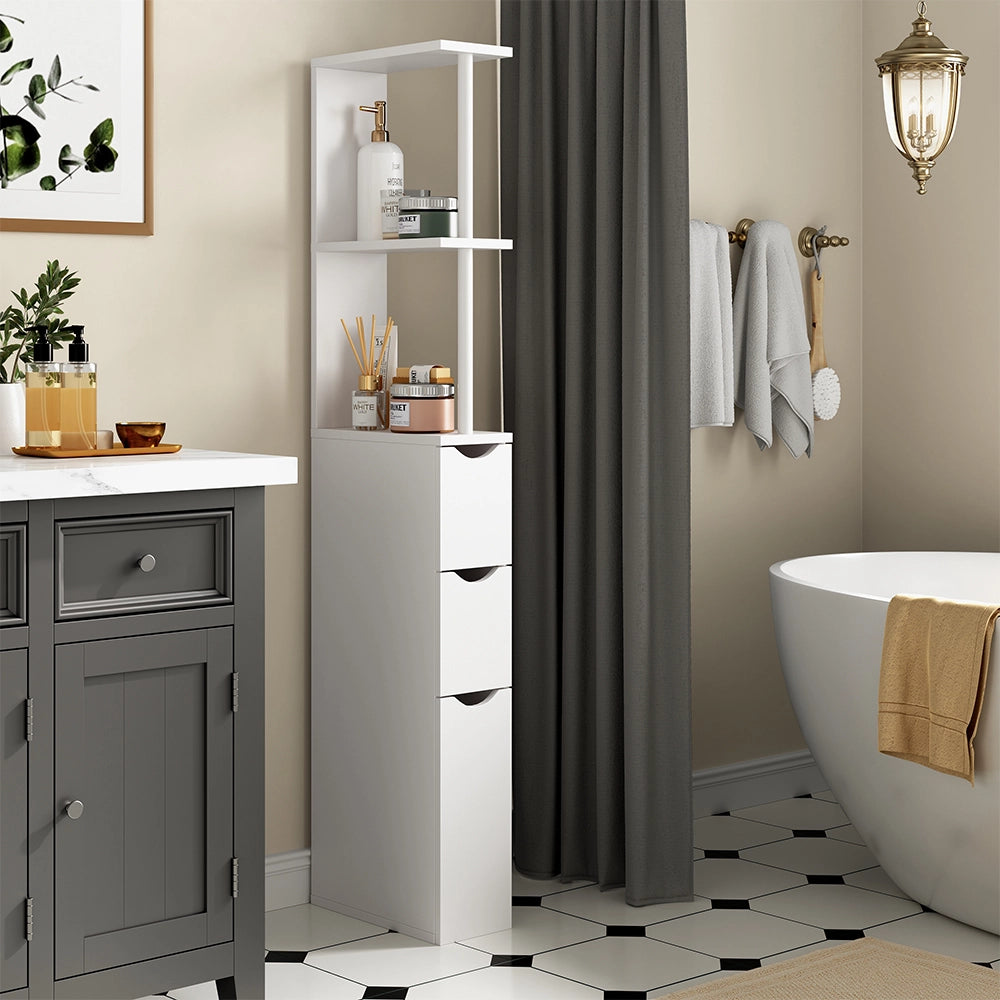Vicco Mobile da bagno Bianco 15 x 137 cm con 3 cassetti