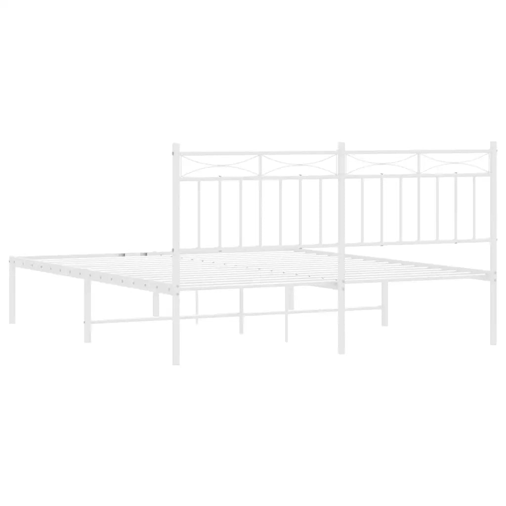 Letto matrimoniale | Letto per adulti | Giroletto con Testiera Metallo Bianco 150x200 cm