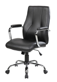 Sedia da ufficio Yuki, Poltrona direzionale con braccioli, Sedia ergonomica da ufficio, 64x58h101/111 cm, Nero