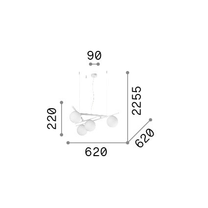 Lampadario Atlas 4 Luci G9 Bianco