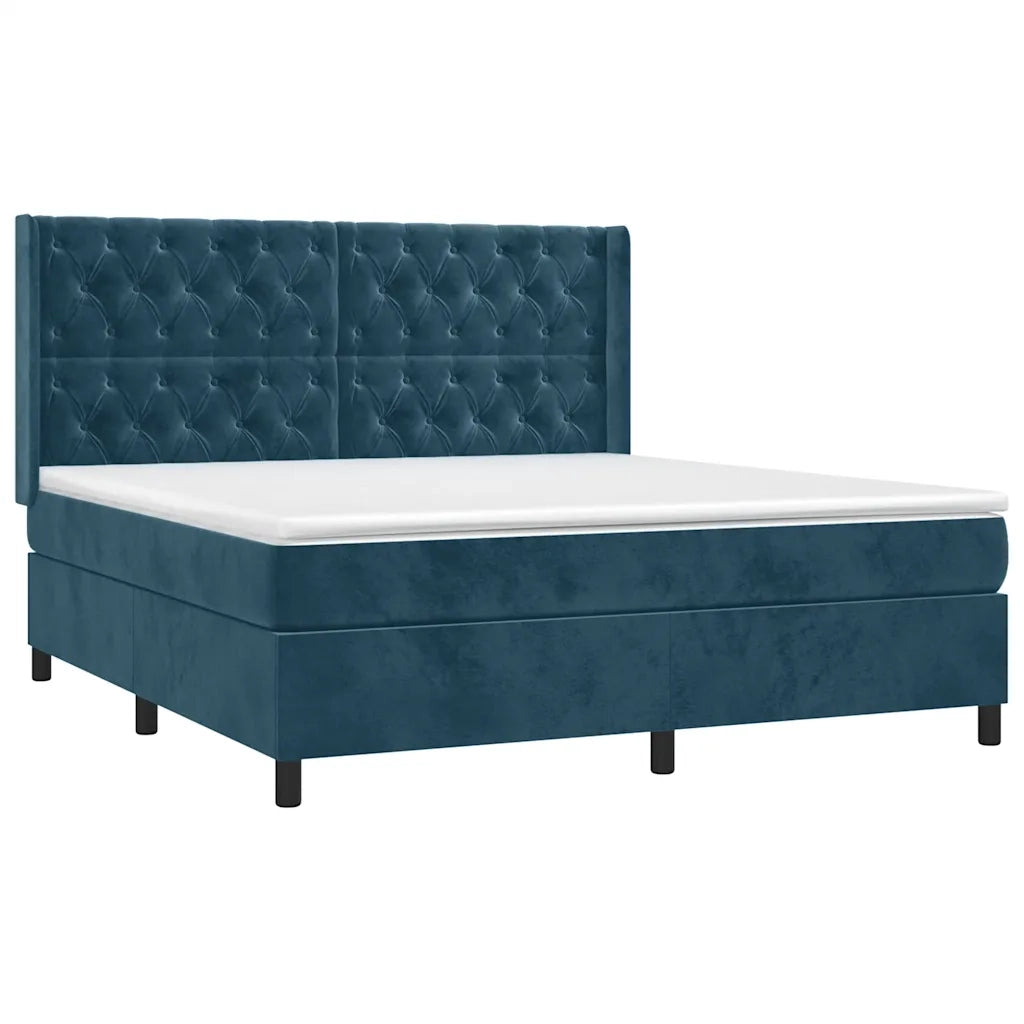 Giroletto a Molle con Materasso Blu Scuro 160x200 cm in Velluto 3132871