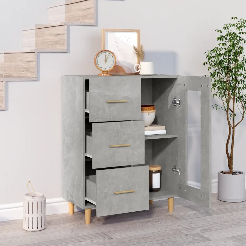 Credenza Grigio Cemento 69,5x34x90 cm in Legno Multistrato 812208